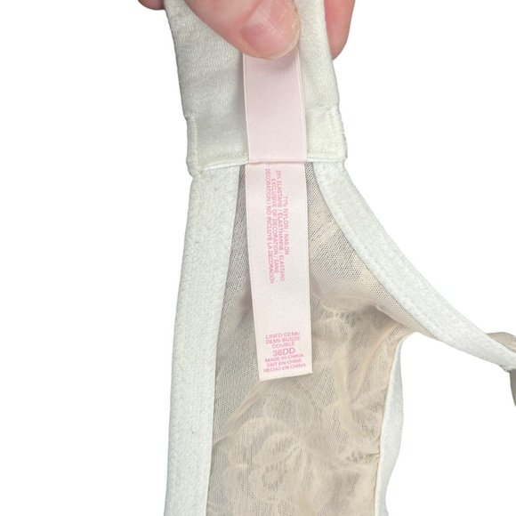 Victoria's Secret Body‎ 36DD Ivory White Lace Overlay Lined Demi Bra 301663-DJ4 - Picture 8 of 13